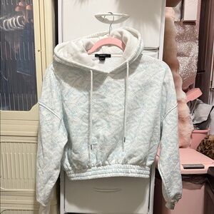 Forever 21 Cream and Blue Hoodie